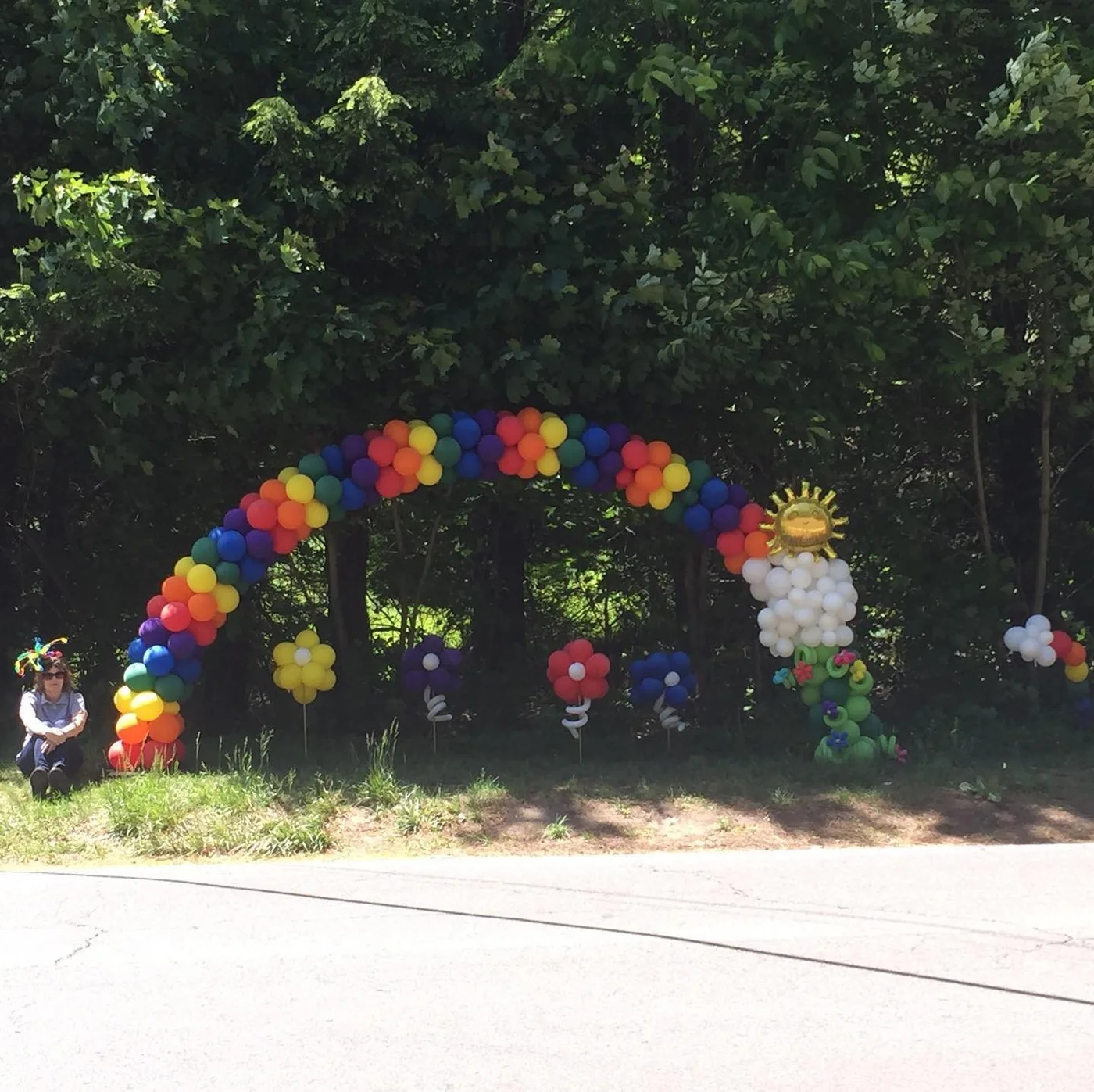 Rainbow flower arch, outdoors