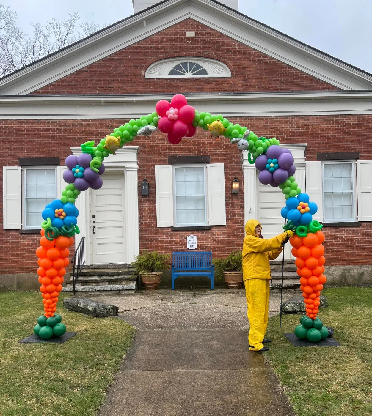 Flower arch over a front door