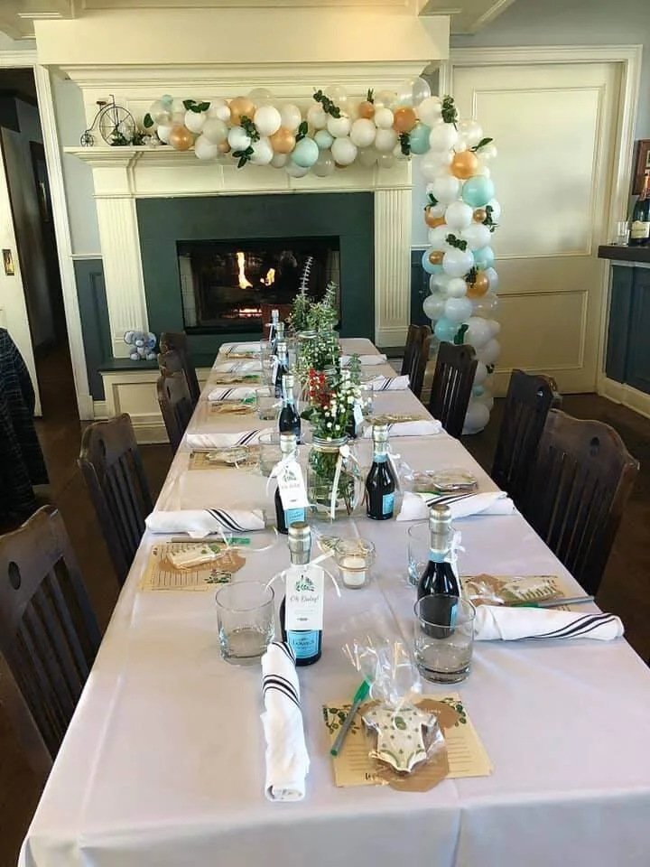 Elegant white garland over a long dinner table