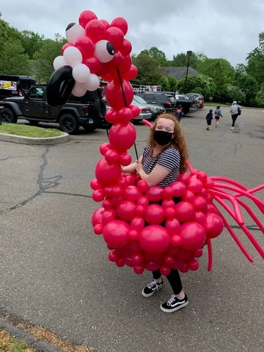 Wearable flamingo balloon costume